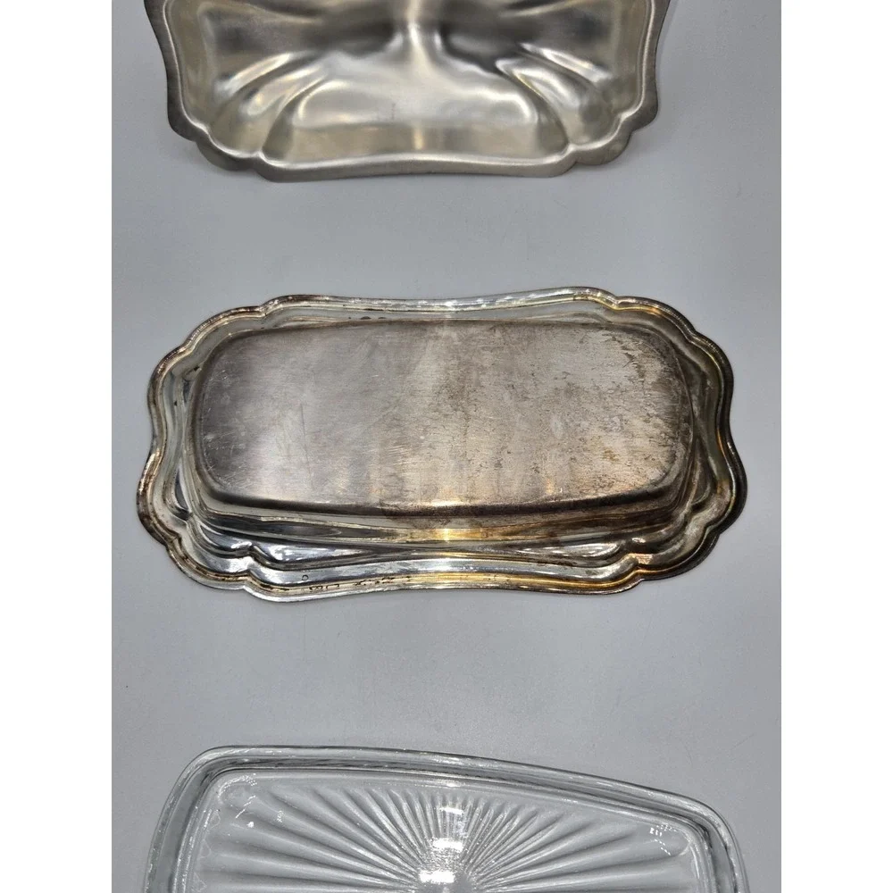 Gorham Heritage Silverplate Butter Dish With Lid and Glass Insert 7.5